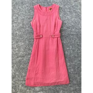 Tory Birch Dress Womens Size 0 Pink Linen Silk Cotton Blend Sleeveless